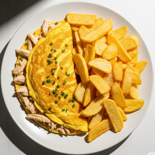 Chicken Omelette & Chips 