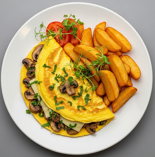 Mushroom Omelette & Chips 
