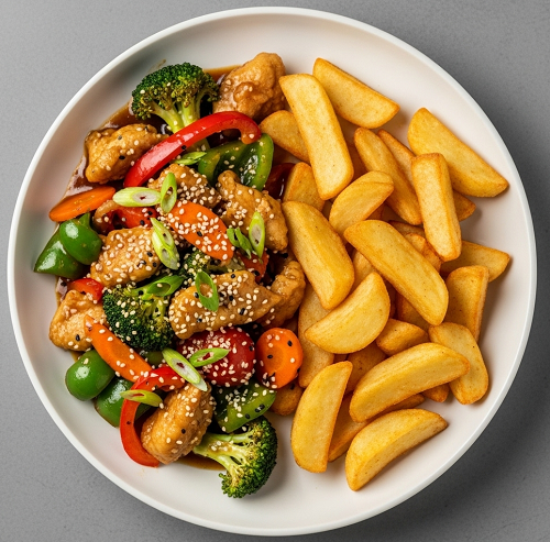 Chicken Stir-fry & Chips 